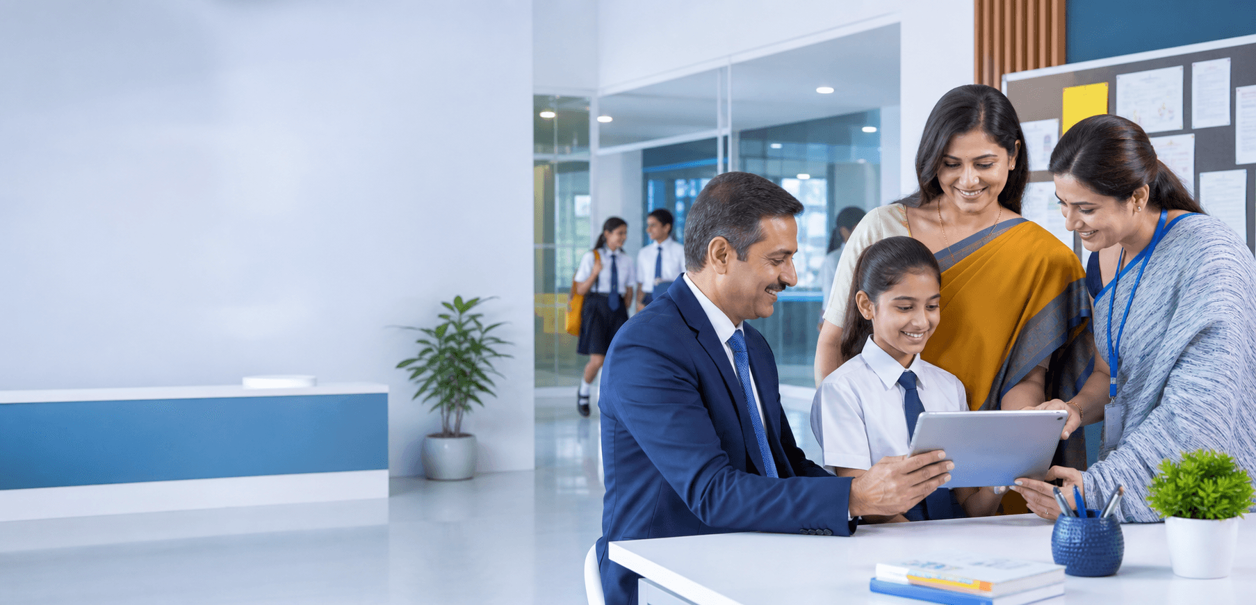School team using EduManage on a tablet